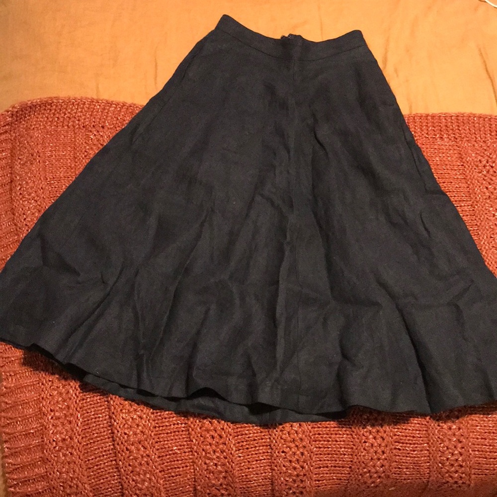 Reformation Black Linen Midi Skirt